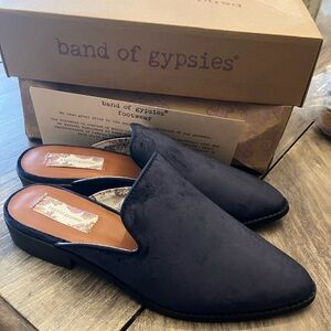 Band of Gypsies the Free Skipper Midnight Blue Velvet Loafer Mule 9.5 New box